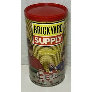 Vtg 1973 Brickyard Supply Building Block Toy Set In Can Full Set